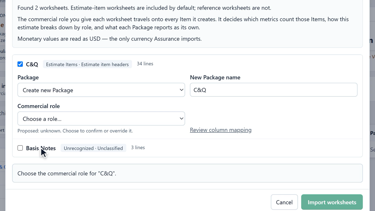 Jakten Assurance tutorial 2: Import an estimate into Packages